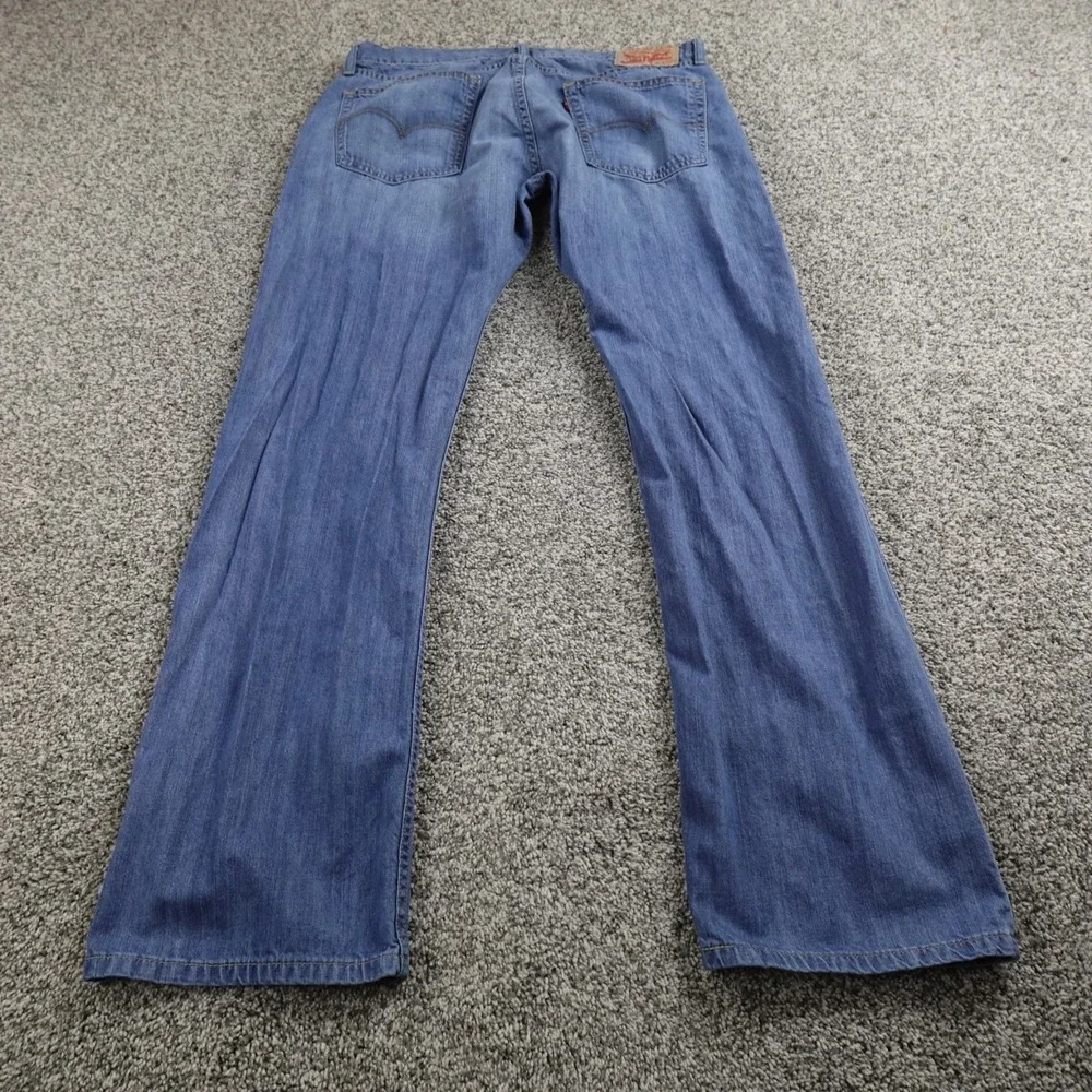Levis Jeans Mens 36X32 Dark Blue Denim Pants‎ 514 Slim Straight Faded Whiskered